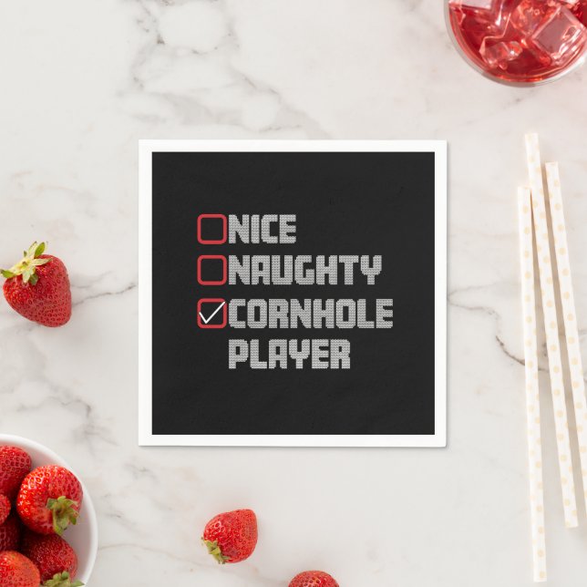 Nice Naughty Cornhole Player List Uggge Weihnachte Serviette (Beispiel)