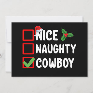Nice Naughty Cowboy Weihnachtsfeiertag Einladung