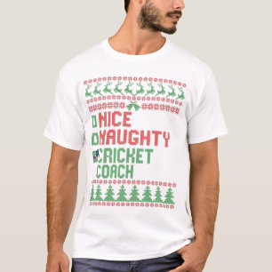 Nice Naughty Cricket Coach Funny Christmas Geschen T-Shirt