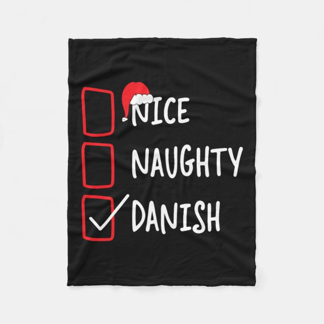 Nice Naughty Danish - Funny Christmas List Pajama Fleecedecke (Vorderseite)
