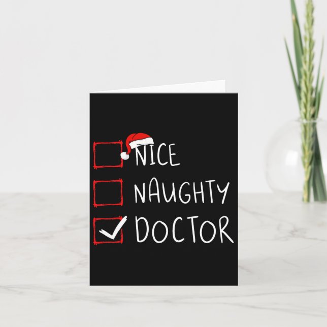Nice Naughty Doctor Weihnachtsliste Weihnachtsmann Karte (Vorderseite)