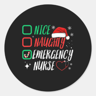 Nice Naughty Emergency Nurgency Weihnachtsliste Er Runder Aufkleber
