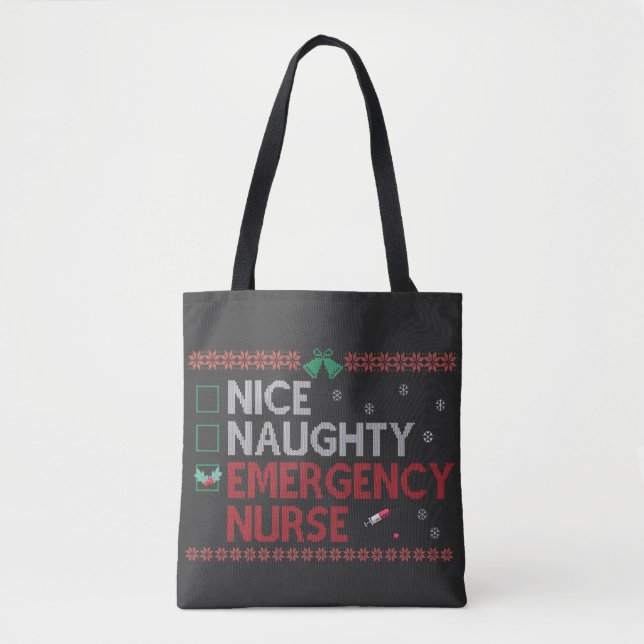 Nice Naughty Emergency Nurse Funny Ugly Xmas Gesch (Vorderseite)