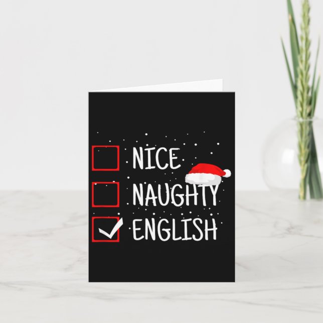 Nice Naughty English Christmas Checklist Funny Eng Karte (Vorderseite)