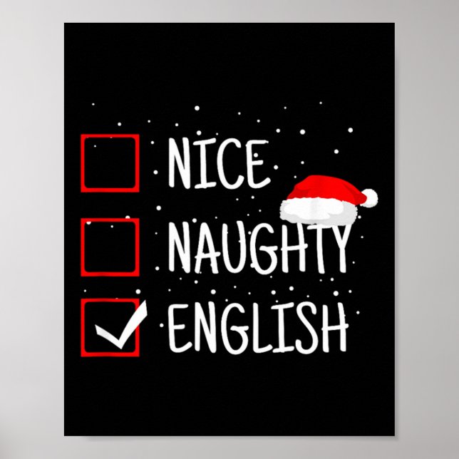 Nice Naughty English Christmas Checklist Funny Eng Poster (Vorne)