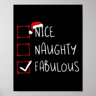 Nice Naughty Fabulous Weihnachtsliste Xmas Santa C Poster