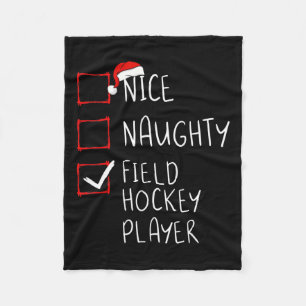 Nice Naughty Field Hockey Spieler Liste Weihnachte Fleecedecke