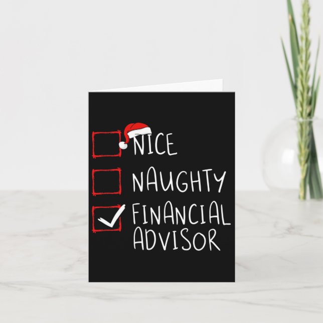 Nice Naughty Financial Advisor Christmas List Sant Karte (Vorderseite)
