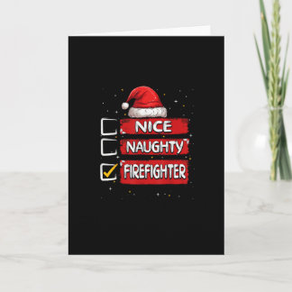 Nice Naughty Firefighter Christmas List Karte