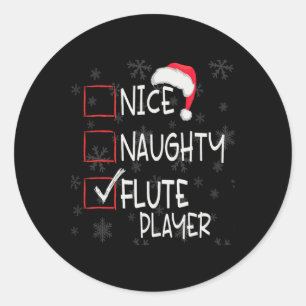 Nice Naughty Flute Player List Weihnachten Weihnac Runder Aufkleber