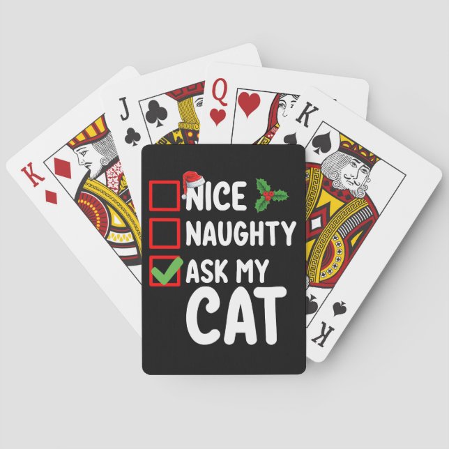 Nice Naughty Fragte meinen Cat Weihnachtskalender  Spielkarten (Rückseite)