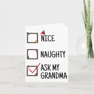 Nice Naughty Fragte My Oma Funny Christmas Kids m Karte