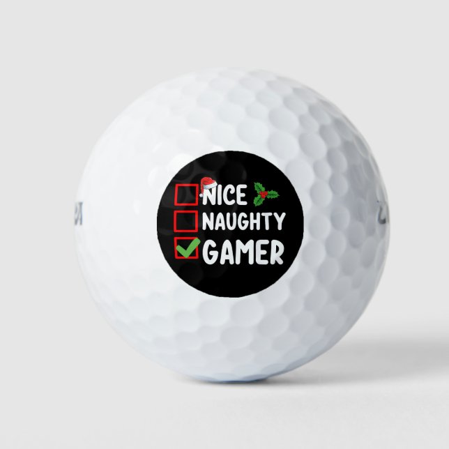 Nice Naughty Gamer Christmas List Gaming Santa Golfball (Vorderseite)