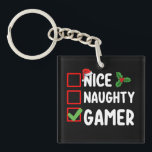 Nice Naughty Gamer Christmas List Gaming Santa Schlüsselanhänger<br><div class="desc">Nice Naughty Gamer Christmas List Gaming Santa</div>