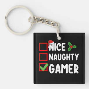 Nice Naughty Gamer Christmas List Gaming Santa Schlüsselanhänger