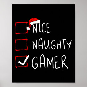 Nice Naughty Gamer Weihnachtsliste Xmas Gaming San Poster
