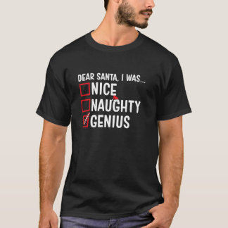 Nice Naughty Genius Funny Weihnachtsmann Li T-Shirt