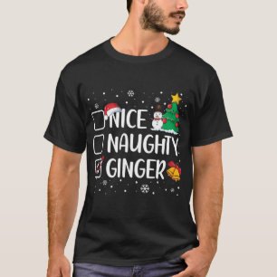 Nice Naughty Ginger Christmas Pajama Candy Cane T-Shirt