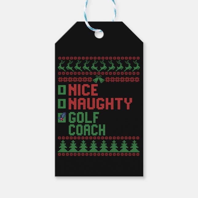 Nice Naughty Golf Coach Funny Christmas Matching Geschenkanhänger (Vorderseite)