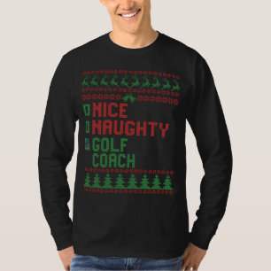 Nice Naughty Golf Coach Funny Christmas Matching T-Shirt