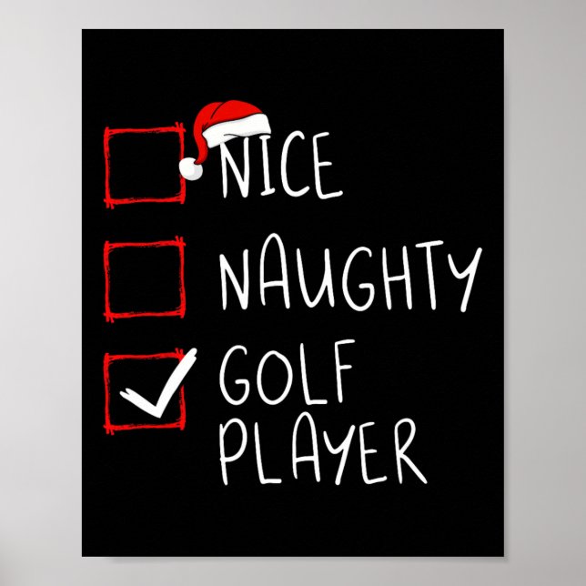Nice Naughty Golf Player Liste Weihnachten Weihnac Poster (Vorne)