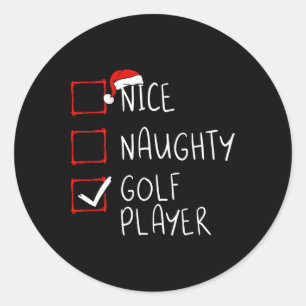 Nice Naughty Golf Player Liste Weihnachten Weihnac Runder Aufkleber