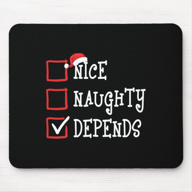 Nice Naughty hängt Funny Weihnachtsliste Weihnacht Mousepad (Vorne)