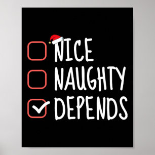 Nice Naughty hängt von der Weihnachtsliste Santa C Poster
