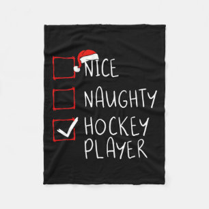 Nice Naughty Hockey Player Liste Weihnachten Weihn Fleecedecke
