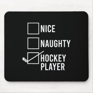 Nice Naughty Hockey Player Weihnachten Weihnachten Mousepad