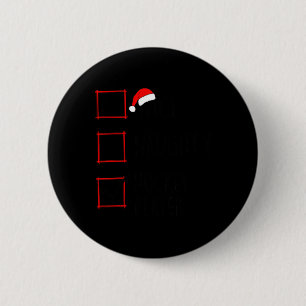 Nice Naughty Hockey Player Weihnachtsliste Familie Button