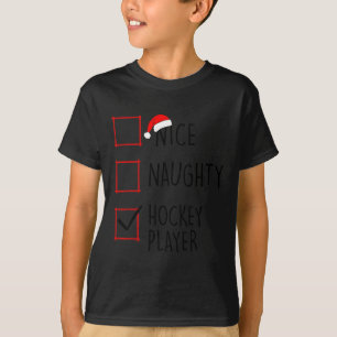 Nice Naughty Hockey Player Weihnachtsliste Familie T-Shirt