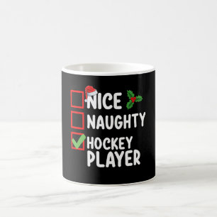 Nice Naughty Hockey Player Weihnachtsliste Santa Kaffeetasse