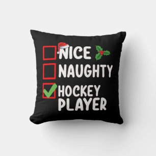 Nice Naughty Hockey Player Weihnachtsliste Santa Kissen
