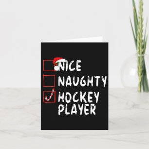 Nice Naughty Hockey Player Weihnachtsmann Karte