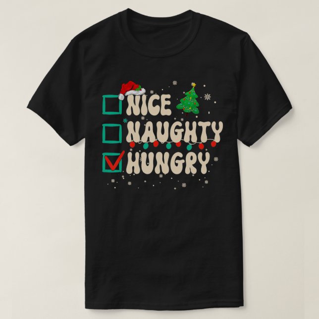 Nice Naughty Hunger Weihnachten Weihnachten Weihna T-Shirt (Design vorne)