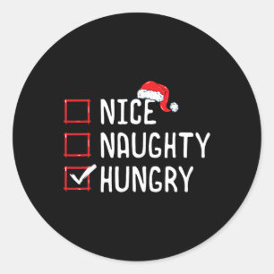 Nice Naughty Hungerliste Runder Aufkleber