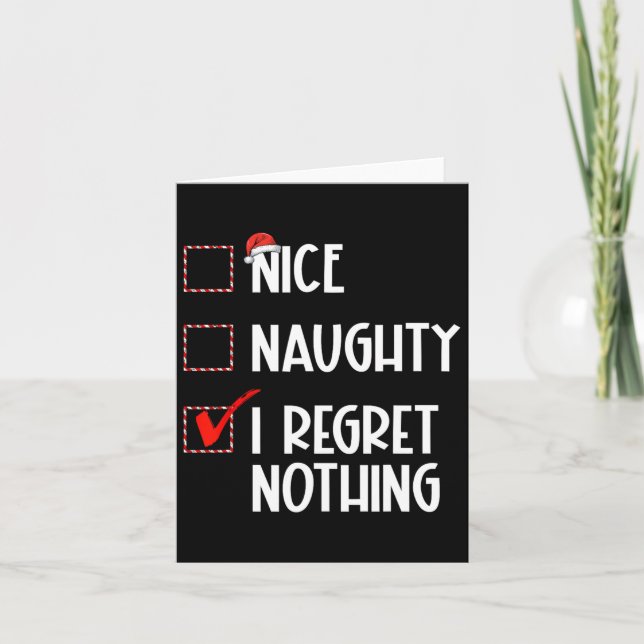 Nice Naughty I bedaure Nothing Christmas List Sant Karte (Vorderseite)