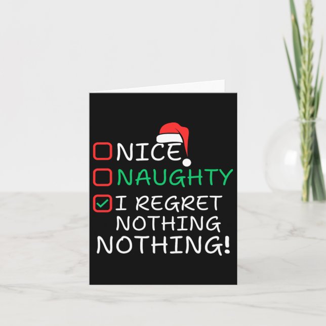 Nice Naughty I bedaure Nothing Christmas List Sant Karte (Vorderseite)