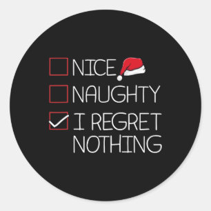 Nice Naughty I Bedret Nothing Christmas Pajama Fun Runder Aufkleber