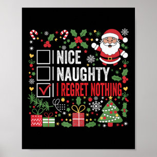 Nice Naughty I Bedret Nothing Funny Christmas Sant Poster