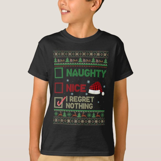 Nice Naughty I Bedret Nothing Ugly Sweater Christm T-Shirt (Vorderseite)
