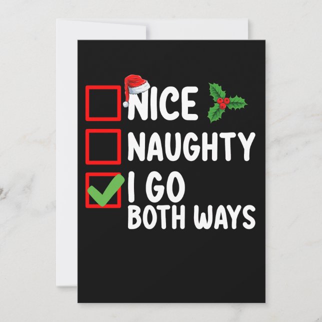 Nice Naughty I go Beide Arten Weihnachtskalender U Einladung (Vorderseite)
