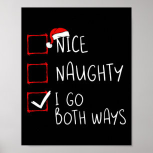 Nice Naughty I Go Beide Wege Weihnachtsliste Xmas Poster