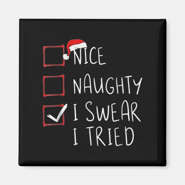 Nice Naughty I Swear I Tried Christmas Santa Graph Magnet (Vorne)