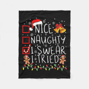 Nice Naughty I Sweet I Tried Christmas List Xmas S Fleecedecke
