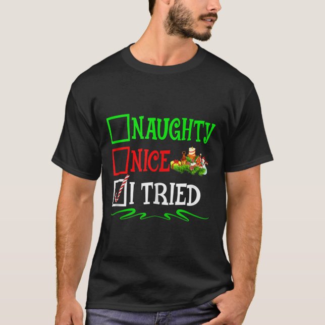 Nice Naughty I Tried Santa Christmas List Tank Top (Vorderseite)