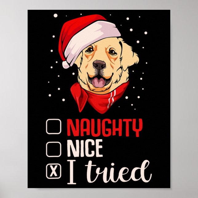 Nice Naughty I versuchte Golden Retriever Christma Poster (Vorne)