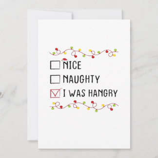 Nice Naughty I Was Hangry List Christmas Feiertagskarte