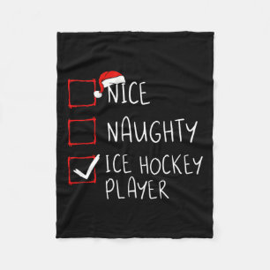 Nice Naughty Ice Hockey Player Liste Weihnachtslie Fleecedecke